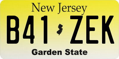 NJ license plate B41ZEK