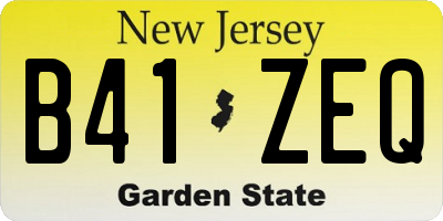 NJ license plate B41ZEQ