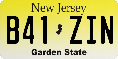 NJ license plate B41ZIN