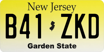 NJ license plate B41ZKD