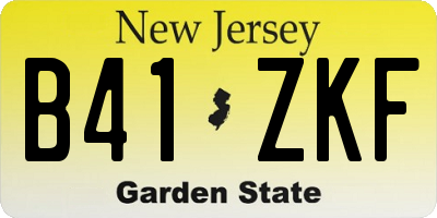NJ license plate B41ZKF