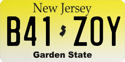 NJ license plate B41ZOY