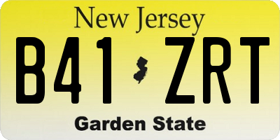 NJ license plate B41ZRT