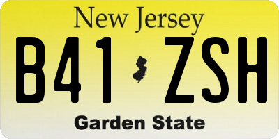 NJ license plate B41ZSH