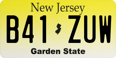 NJ license plate B41ZUW
