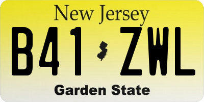 NJ license plate B41ZWL