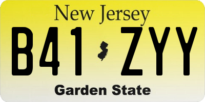 NJ license plate B41ZYY