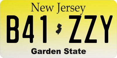 NJ license plate B41ZZY