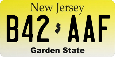 NJ license plate B42AAF