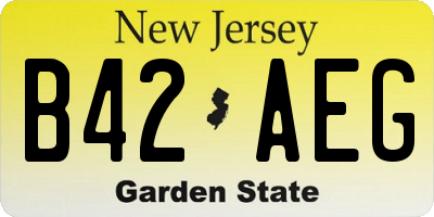 NJ license plate B42AEG