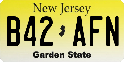 NJ license plate B42AFN