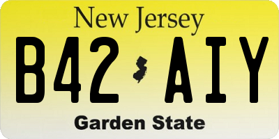 NJ license plate B42AIY