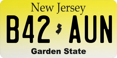 NJ license plate B42AUN