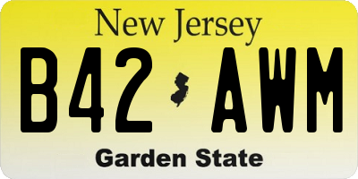 NJ license plate B42AWM