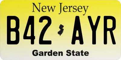 NJ license plate B42AYR
