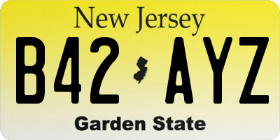 NJ license plate B42AYZ