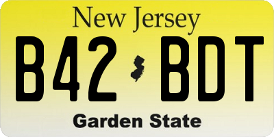 NJ license plate B42BDT