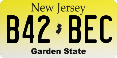 NJ license plate B42BEC