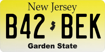 NJ license plate B42BEK