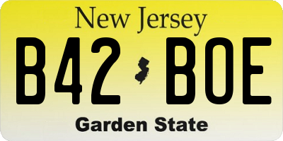 NJ license plate B42BOE