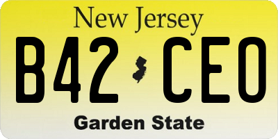 NJ license plate B42CEO