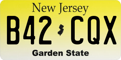 NJ license plate B42CQX