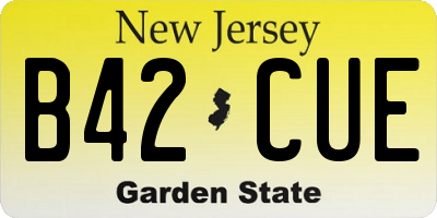 NJ license plate B42CUE