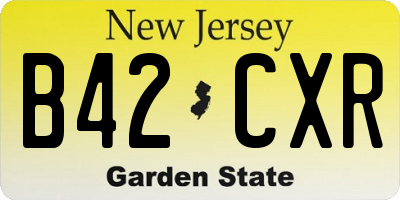 NJ license plate B42CXR