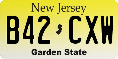 NJ license plate B42CXW