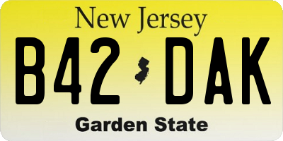 NJ license plate B42DAK