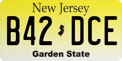NJ license plate B42DCE