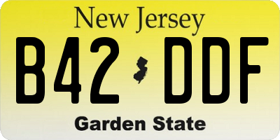 NJ license plate B42DDF