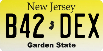 NJ license plate B42DEX