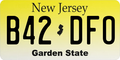 NJ license plate B42DFO