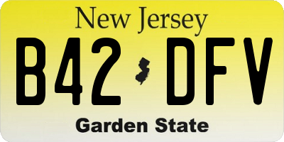 NJ license plate B42DFV