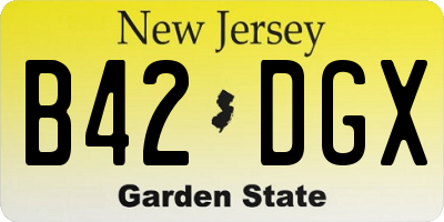 NJ license plate B42DGX
