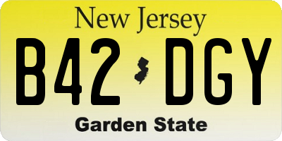 NJ license plate B42DGY