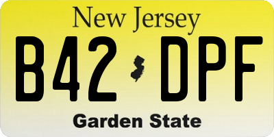NJ license plate B42DPF