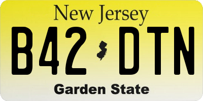 NJ license plate B42DTN