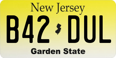 NJ license plate B42DUL