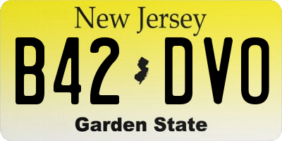 NJ license plate B42DVO