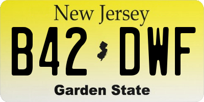 NJ license plate B42DWF