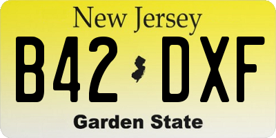 NJ license plate B42DXF