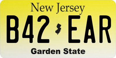 NJ license plate B42EAR
