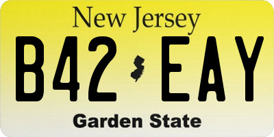 NJ license plate B42EAY