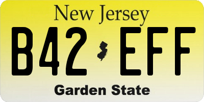 NJ license plate B42EFF