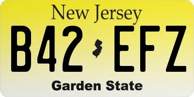 NJ license plate B42EFZ