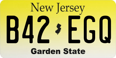 NJ license plate B42EGQ