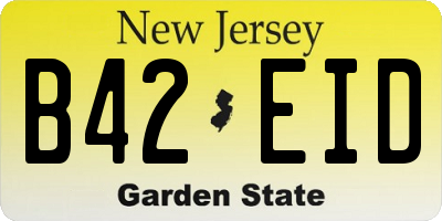 NJ license plate B42EID