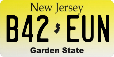 NJ license plate B42EUN